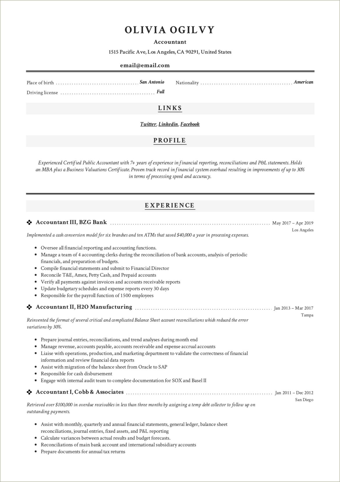 Oil And Gas Production Accounting Resume Sample