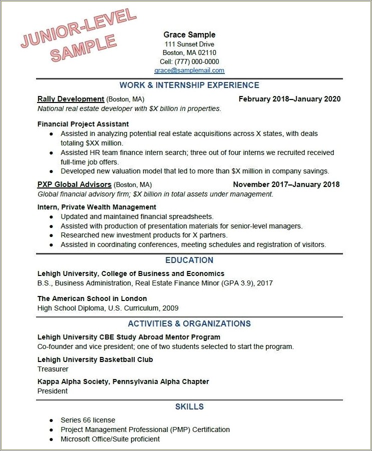 Ojt Resume For Business Management Students