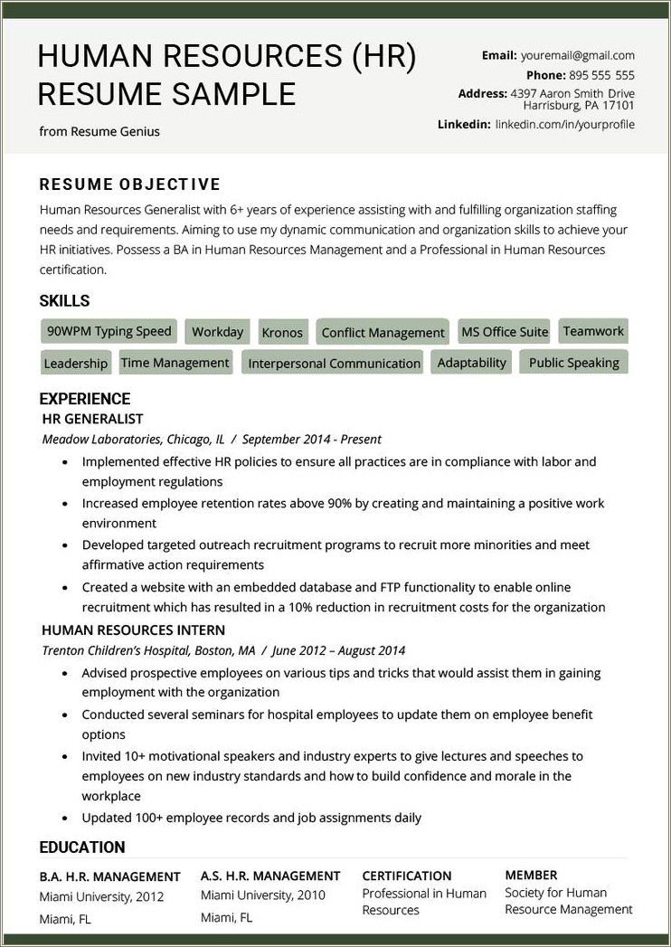 Ojt Resume Objectives For Business Management