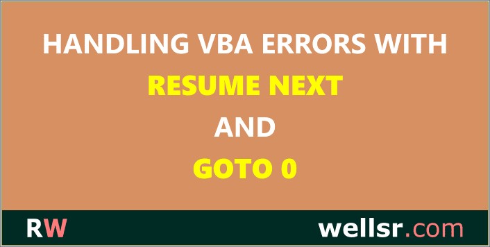 On Error Resume Next Vba Example