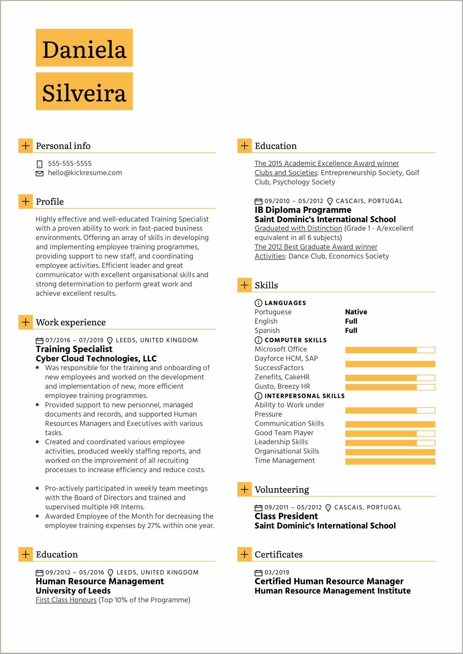 On The Job Training Resume Examples