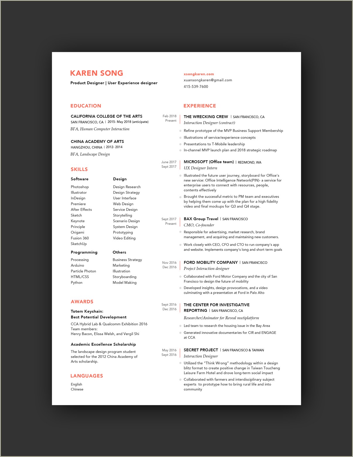 One Page On Campus Job Resume