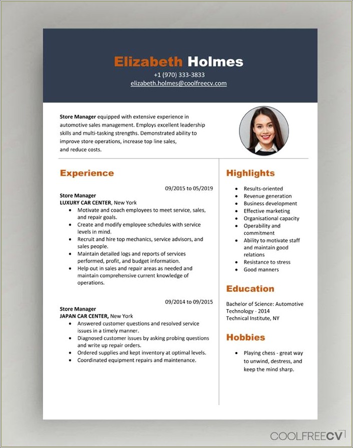 One Page Resume Development Manager