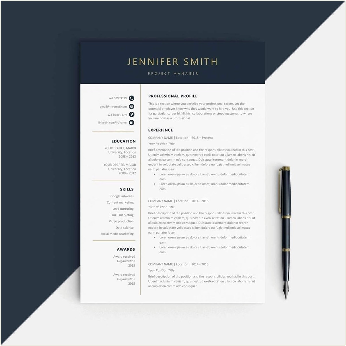 One Page Resume Format For Freshers In Word