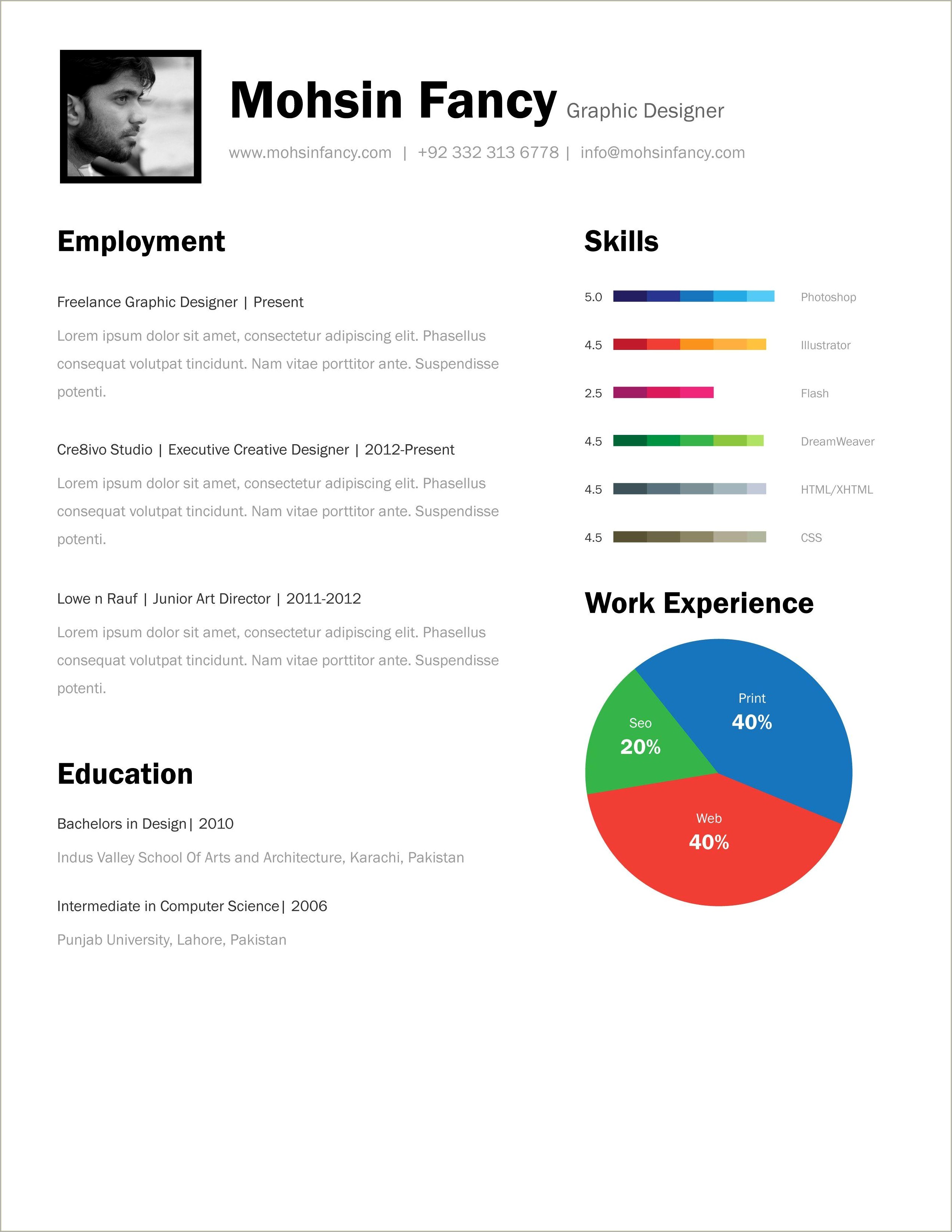One Page Resume Format Free Download