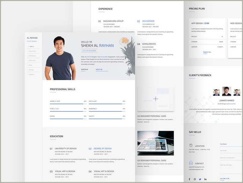 One Page Resume Html Template Free