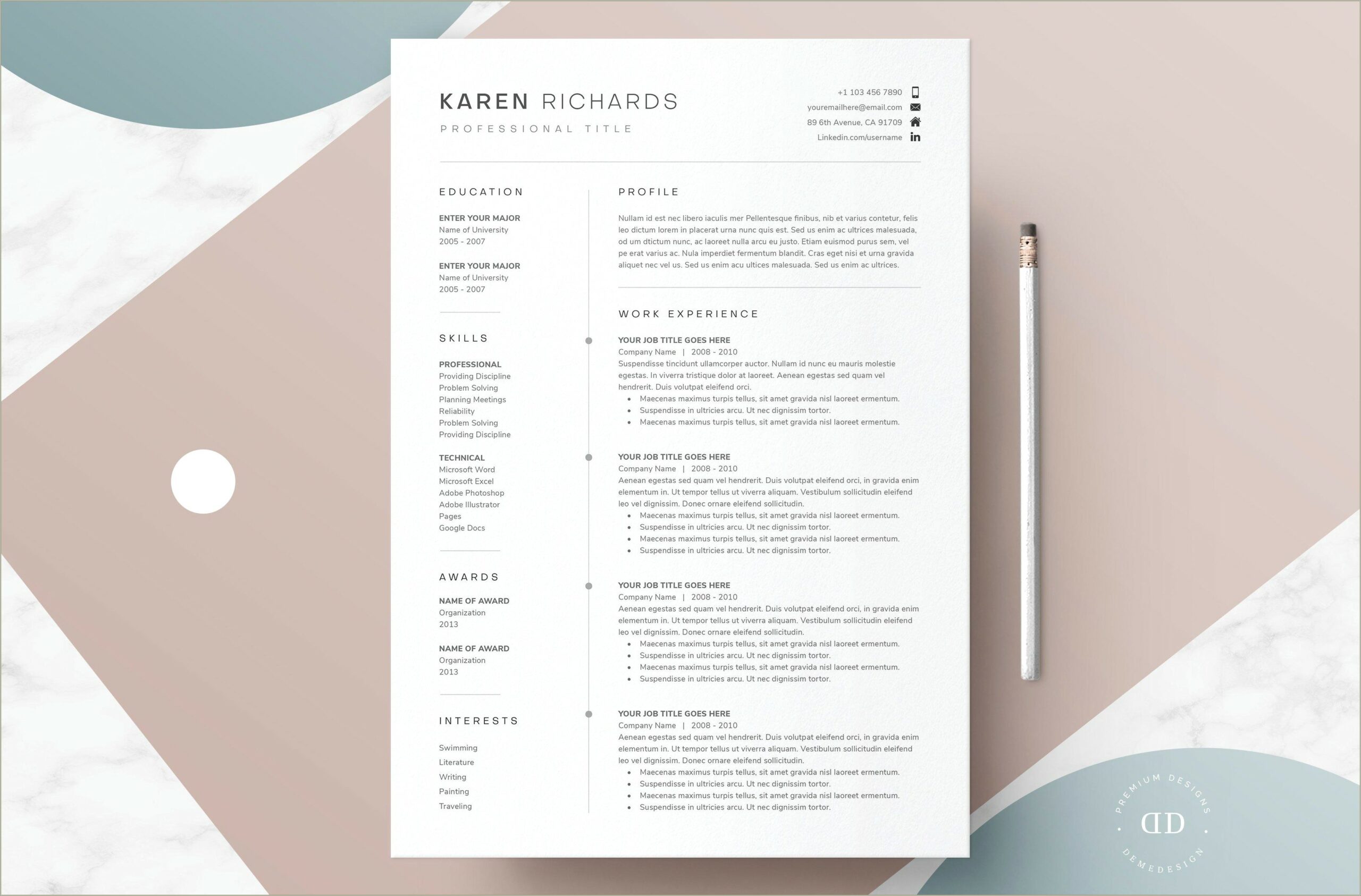 One Page Resume Samples Word Doc