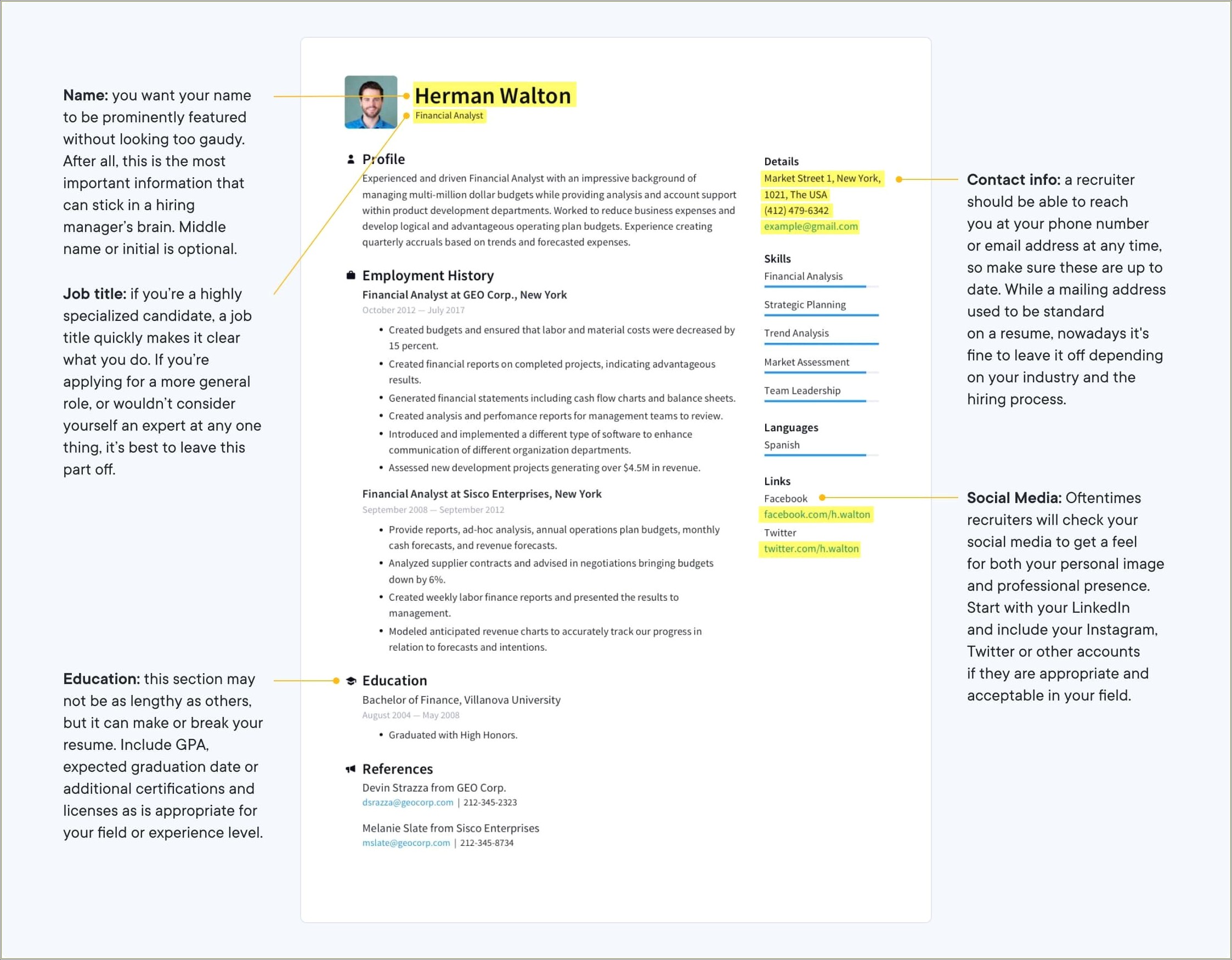 One Page Resume Template For Many Jobs
