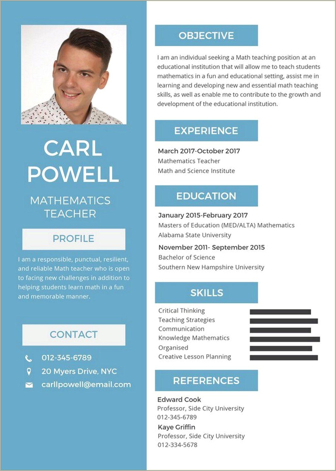 One Page Resume Two Sides Template