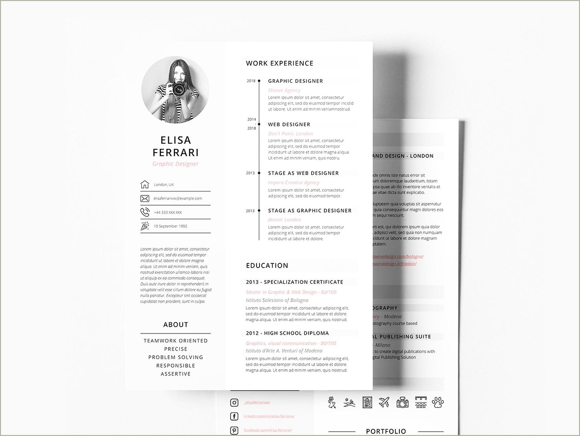 One Page Simple Resume Template Word Free