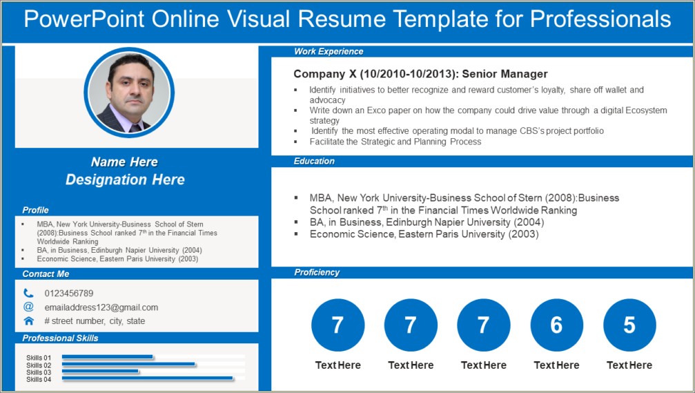 One Slide Resume Template Ppt Download
