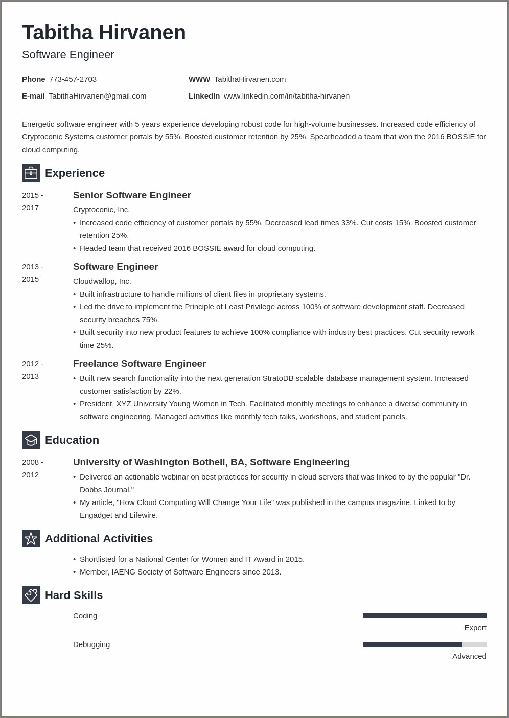 One Year Of Experience Resume Summary