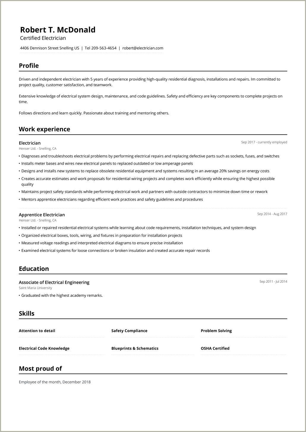 Online First Time Resume With No Experience Template