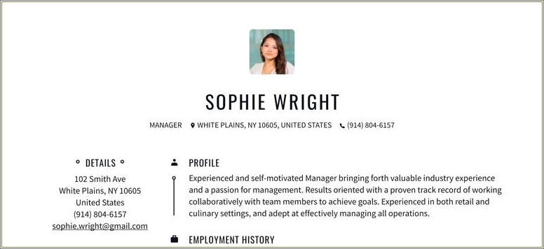 Online Resume Template With Photo Free