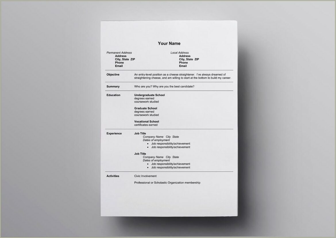 Open Office Hybrid Resume Templates Free