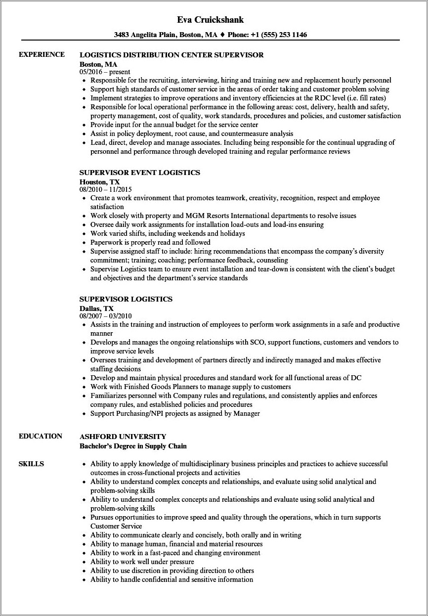 Operations Manager Resume At Amazon Purchasing
