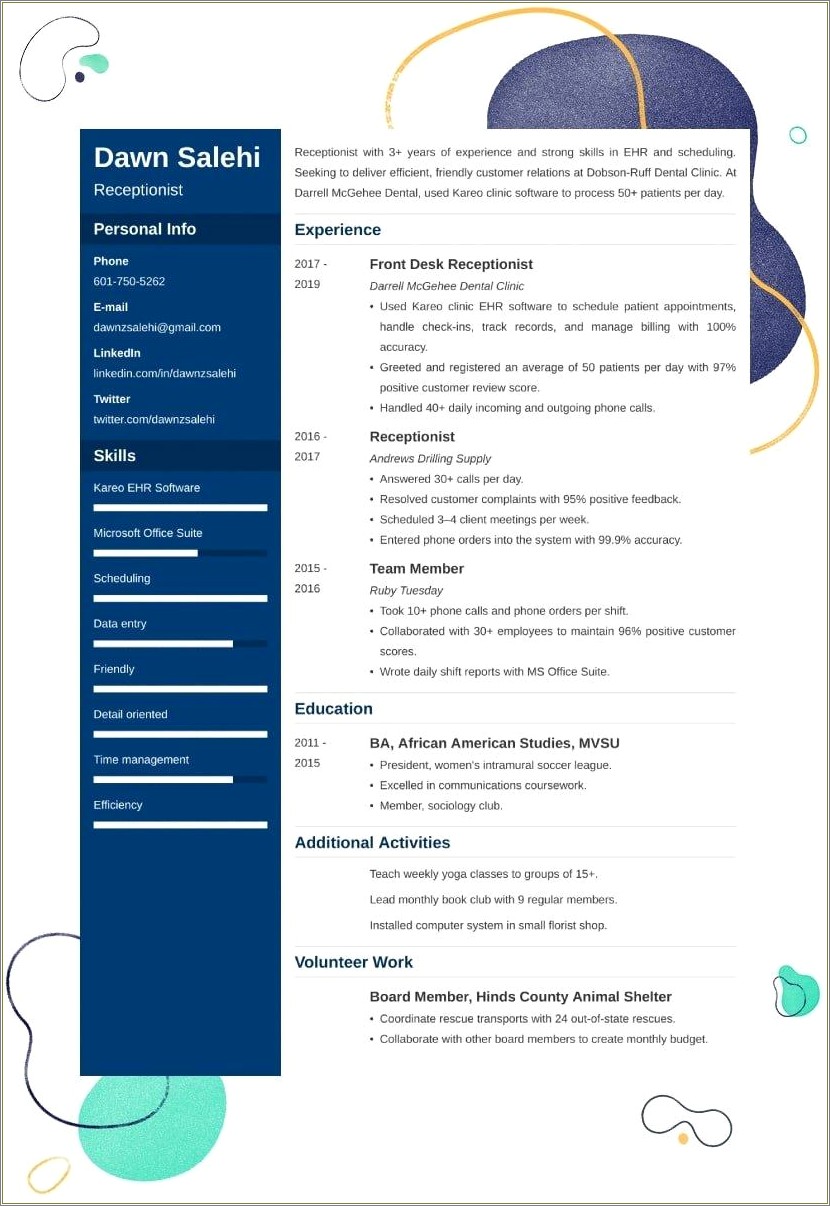 Optical Receptionist Job Description For Resume