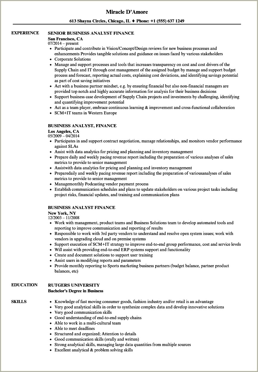 Oracle Financials Hr Ba Sample Resume