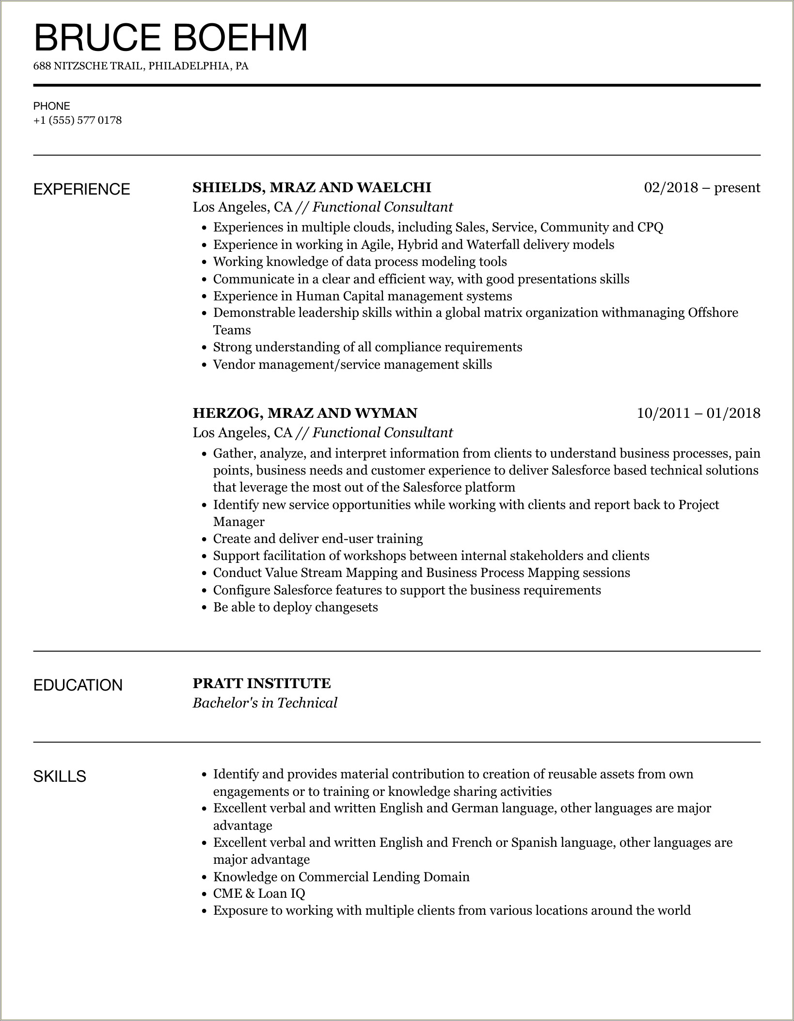 Oracle Order Management Functional Consultant Resume