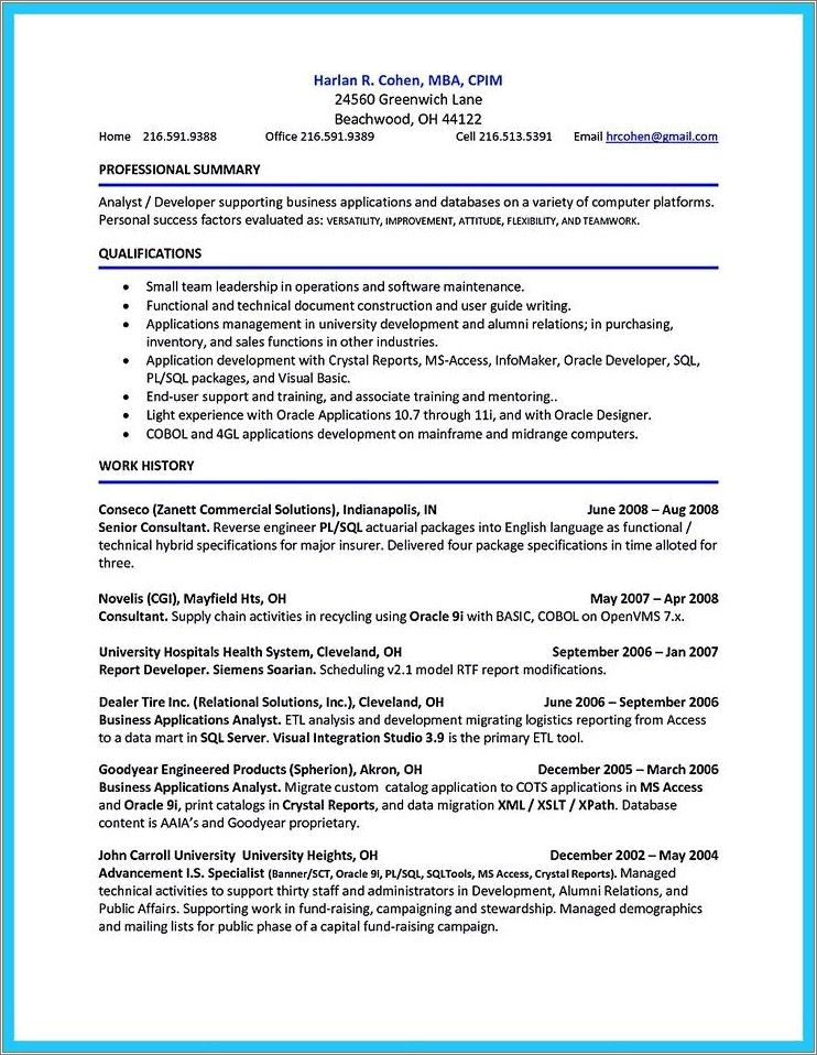 Oracle Supplyy Chain Consultant Free Resumes