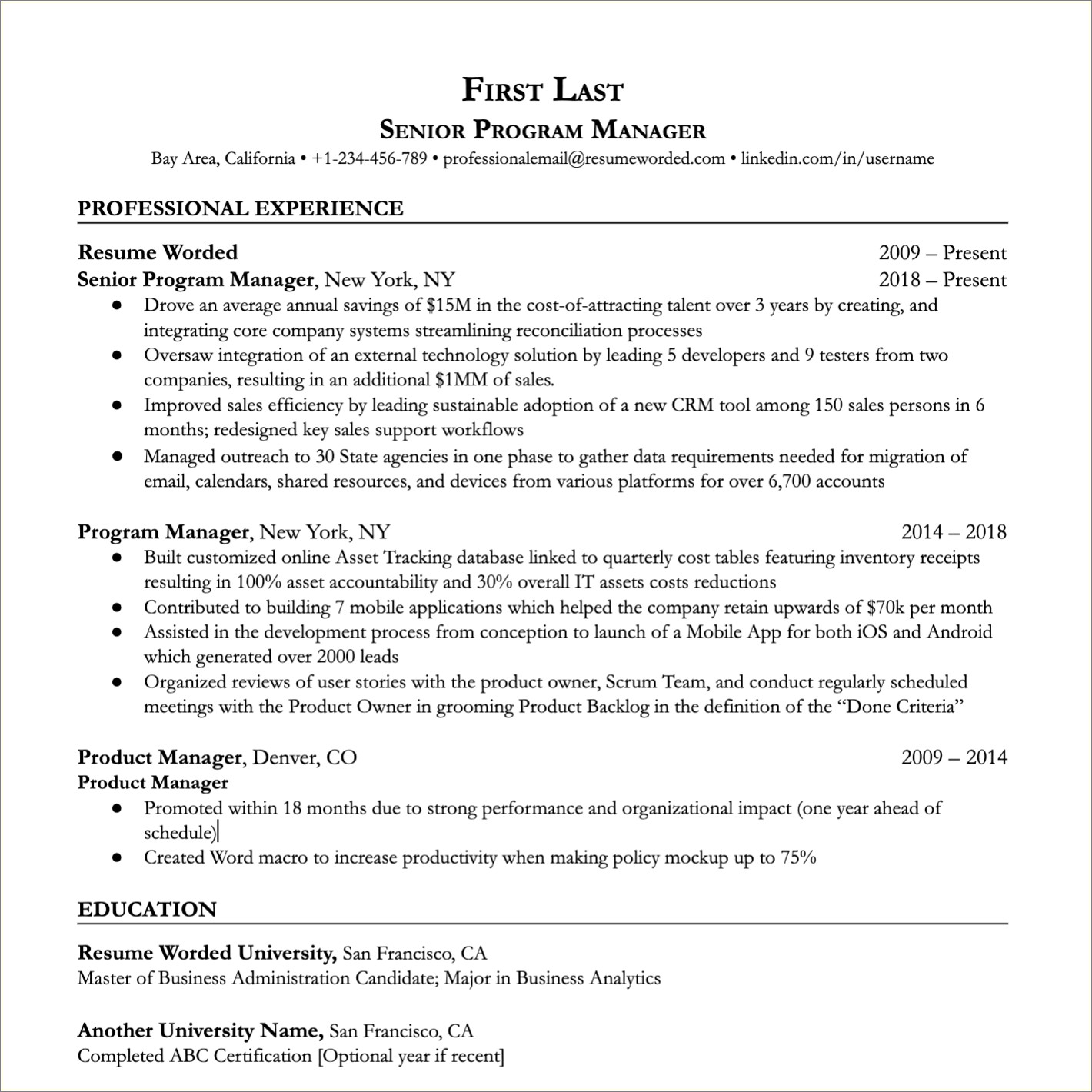 Order Of Job Experience On Resume