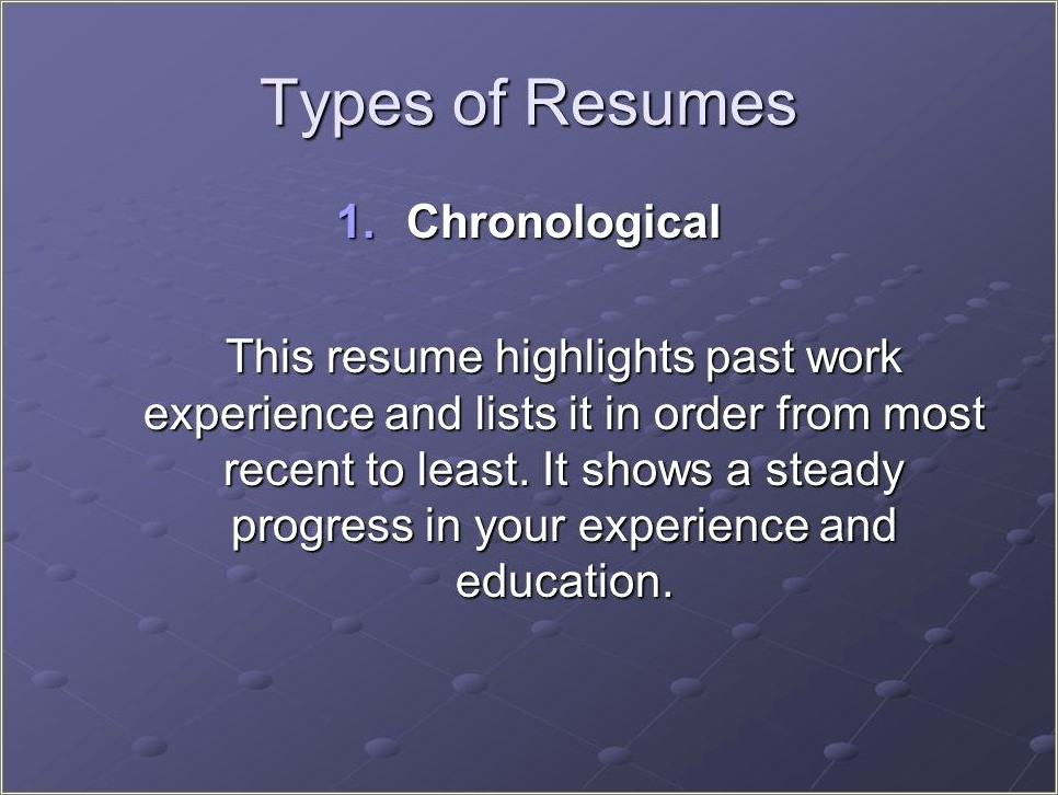 Order Of Past Experience On A Resume