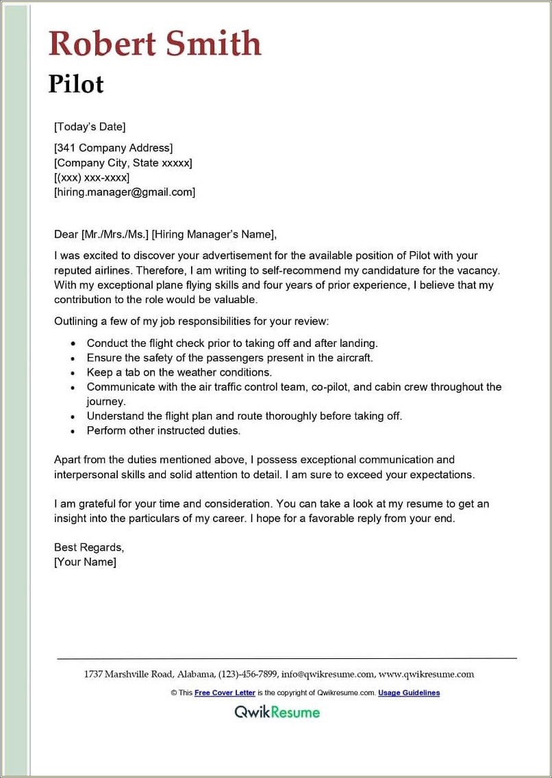 Out Of State Resume Cover Letter