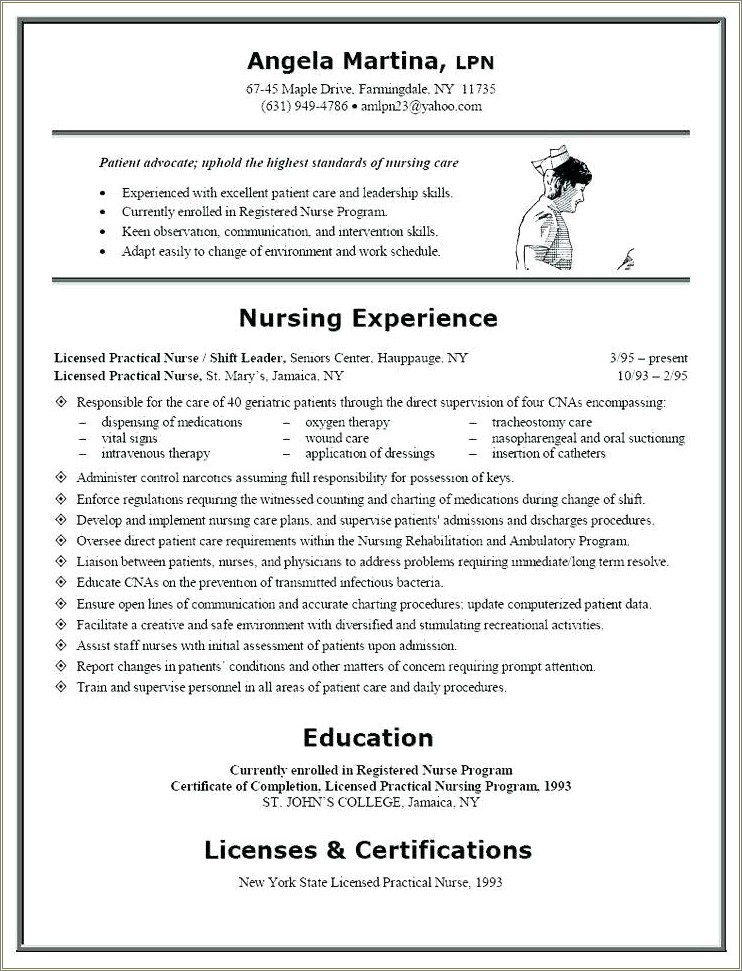 Outstanding Resume For A Nursing Assistant With Experience