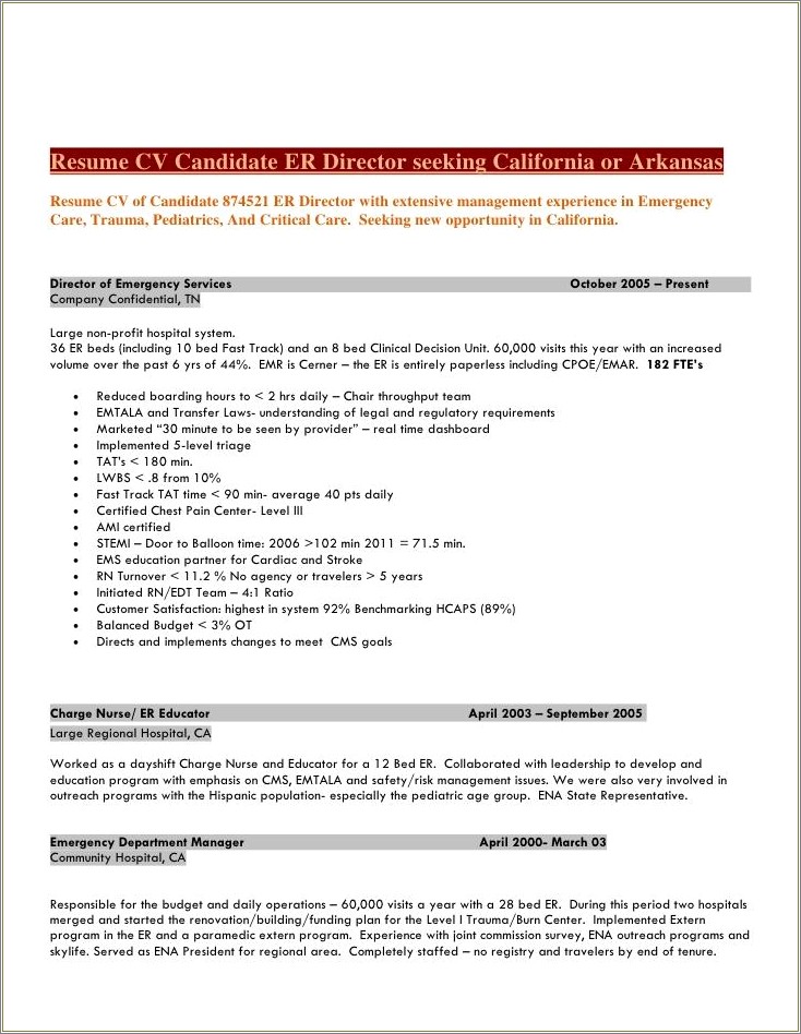 Pa Emergency Medicine Resume Clinical Experience