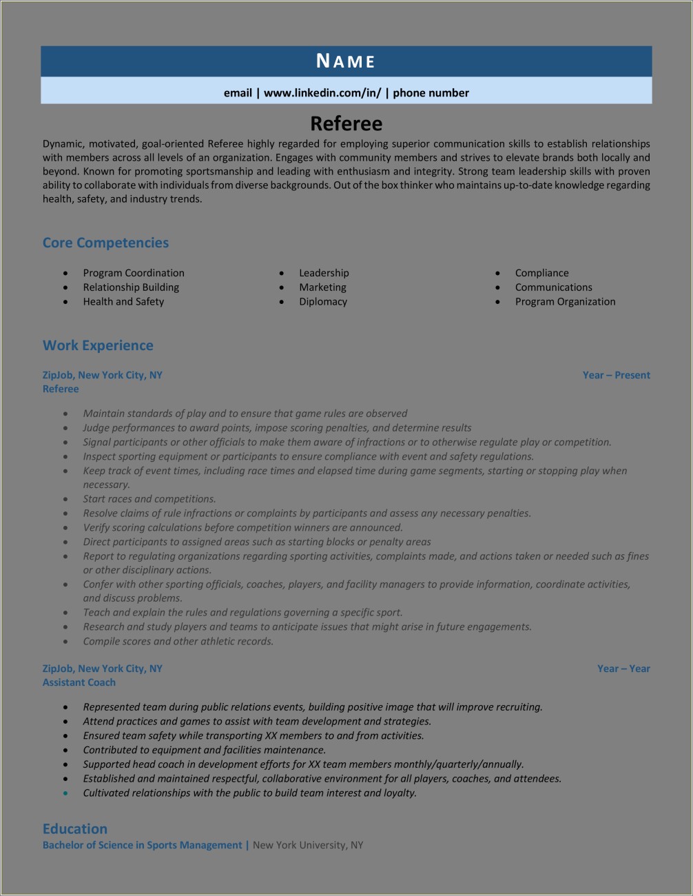 Paintball Referee Job Description Resume Example