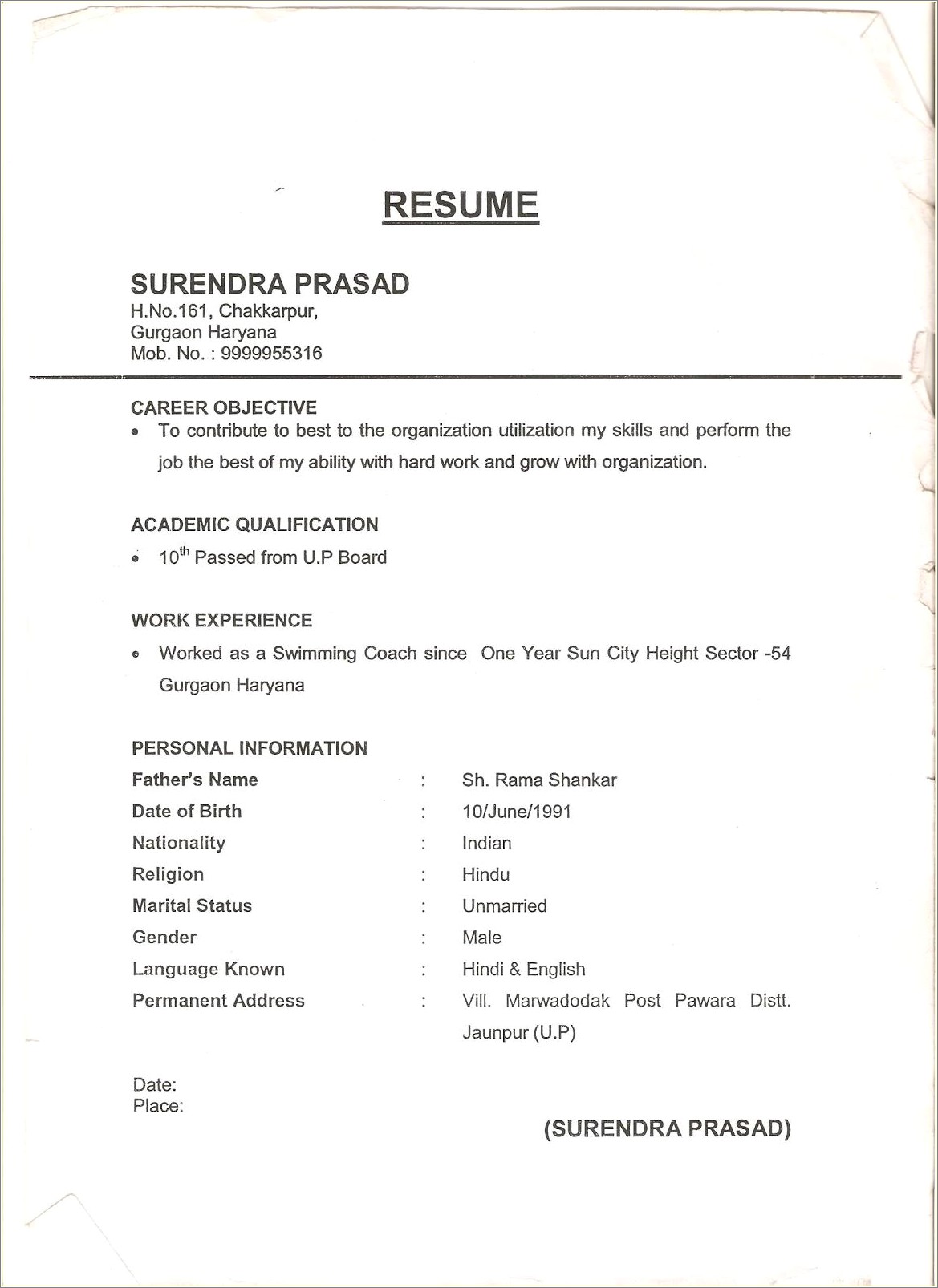 Pantry Boy Resume Format In Word