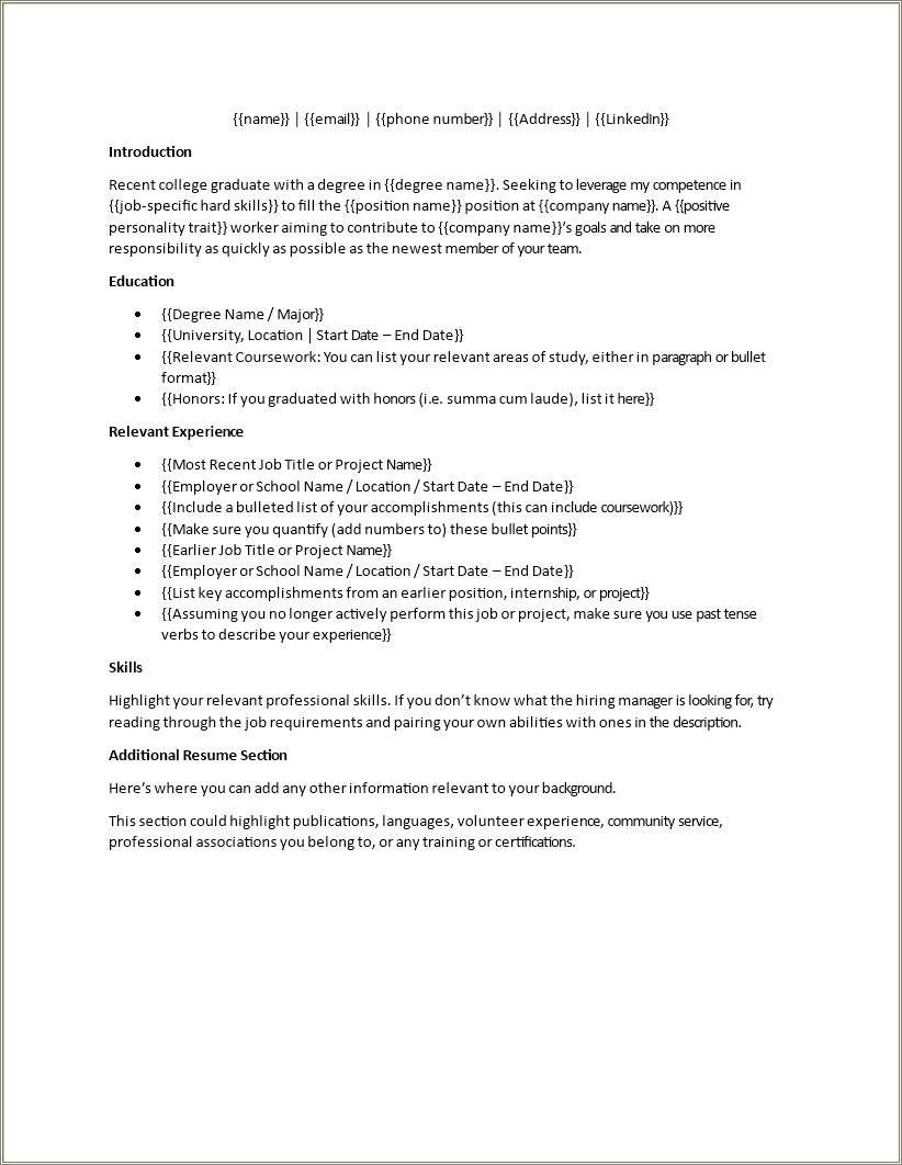 Part Time Jobs Resume College Graduate