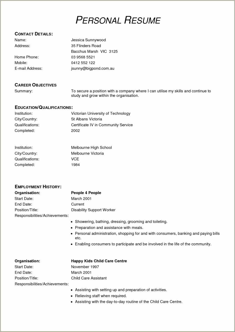 Patient Care Assistant Resume No Experience
