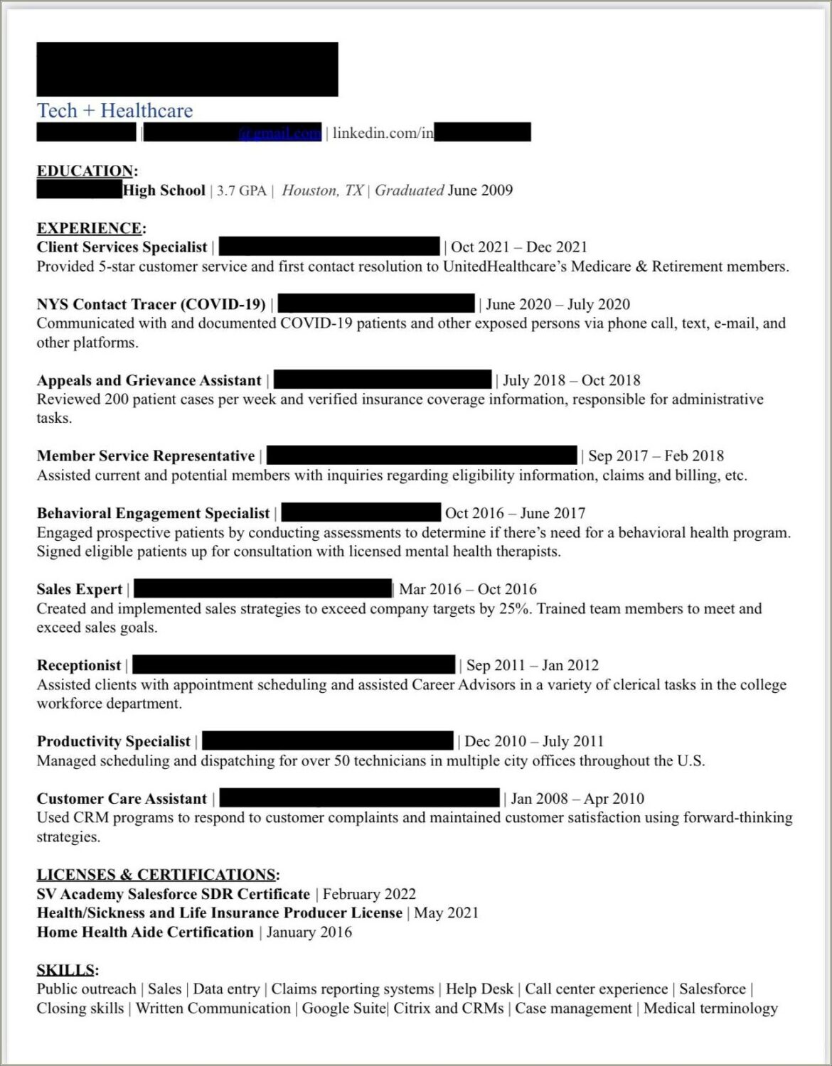 Patient Service Specialist Job Description For Resume