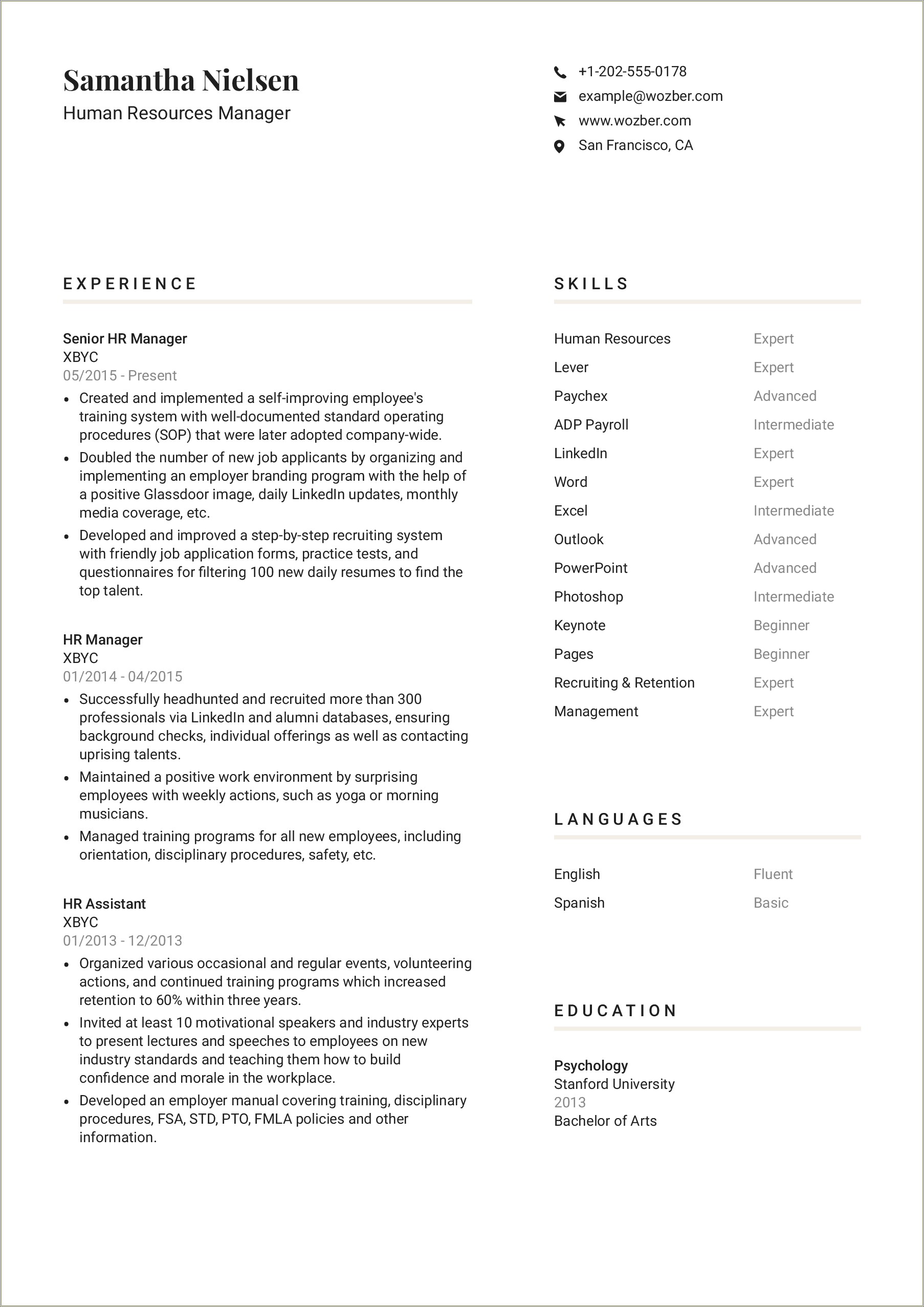 Payroll Resume For School District Position