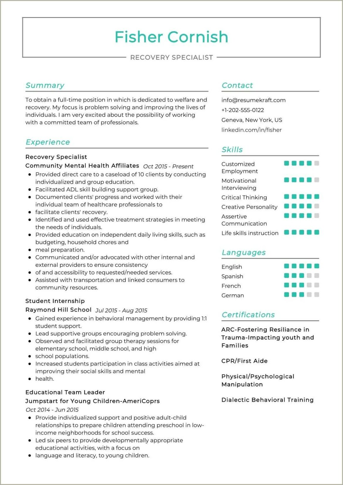 Peer Support Specialist Resume Key Words