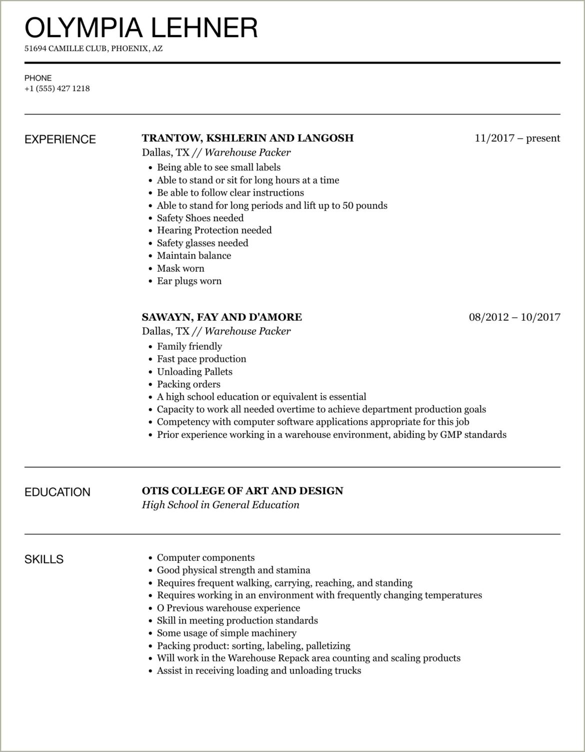 Periods At End Of Job Description On Resume