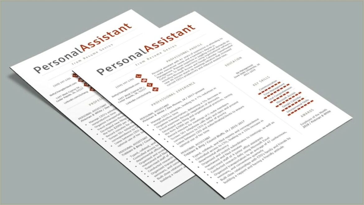 Personal Assistant Information To Put On Resume