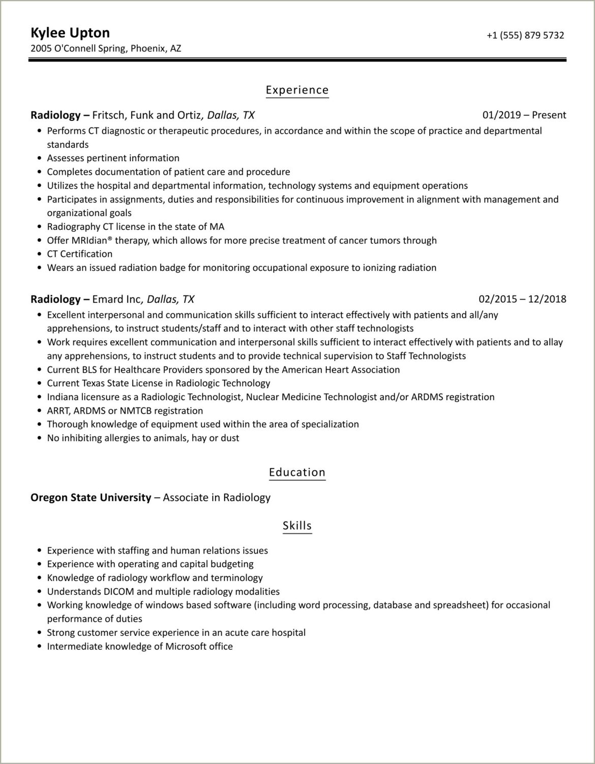 Personal Objective For Leadership In Radiology Support Resume