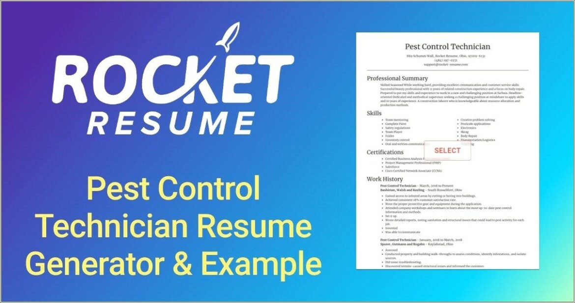 Pest And Termite Technician Resume Examples