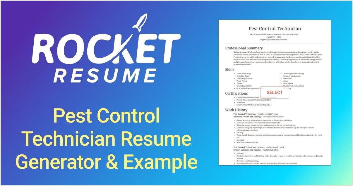 Pest And Termite Technician Resume Examples