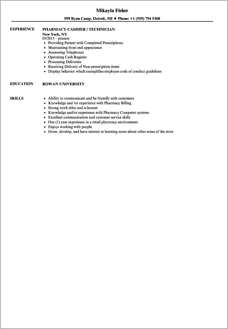 Pharmacy Driver Job Description For Resume