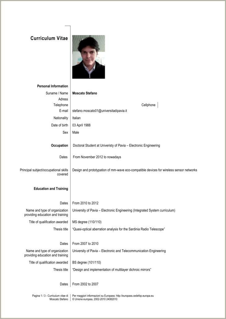 Phd Engineering Resume Example Thesis Section