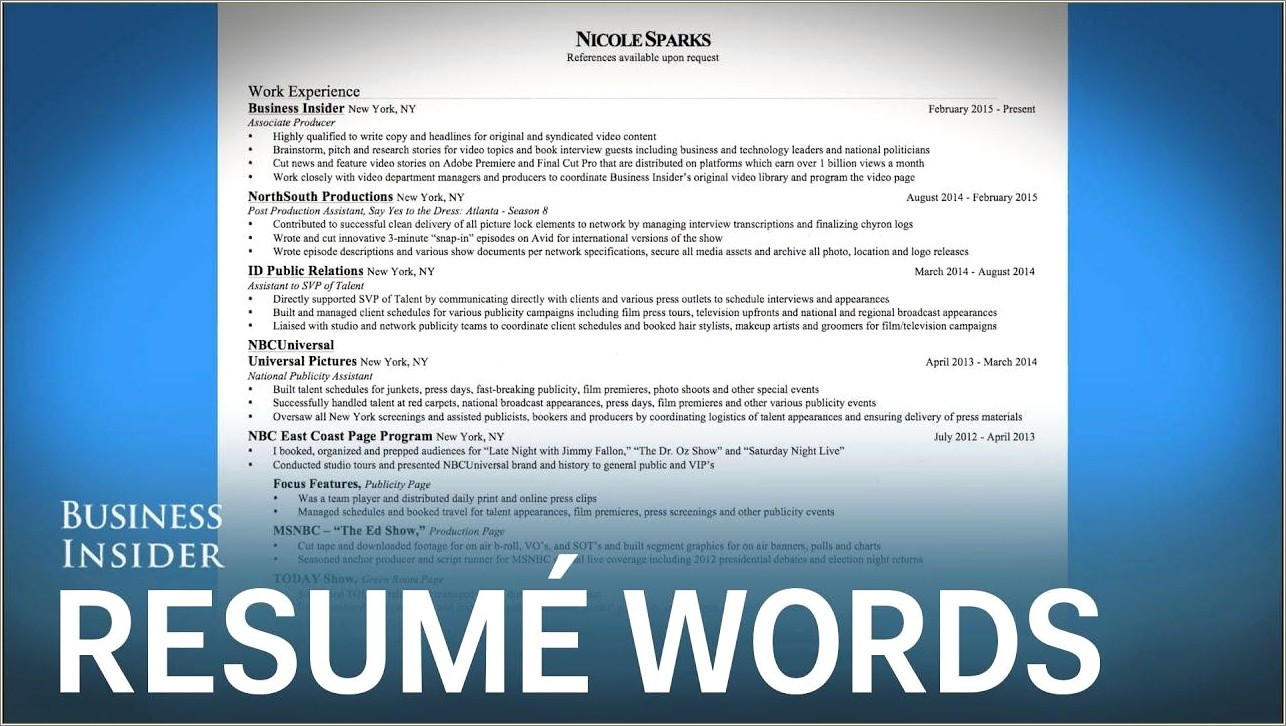 Phrases To Put On Your Resume