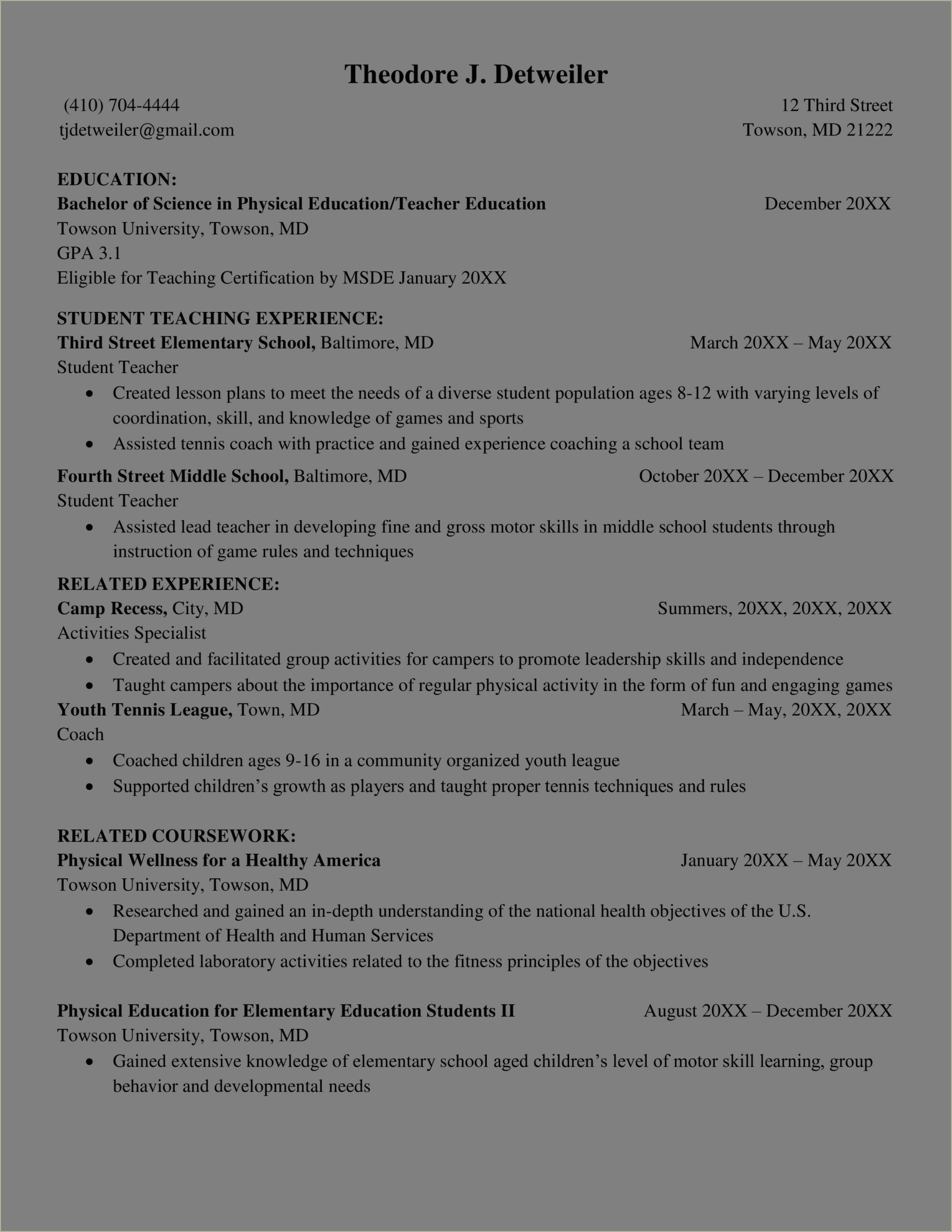 Physical Skills A Teacher Should Have For Resume