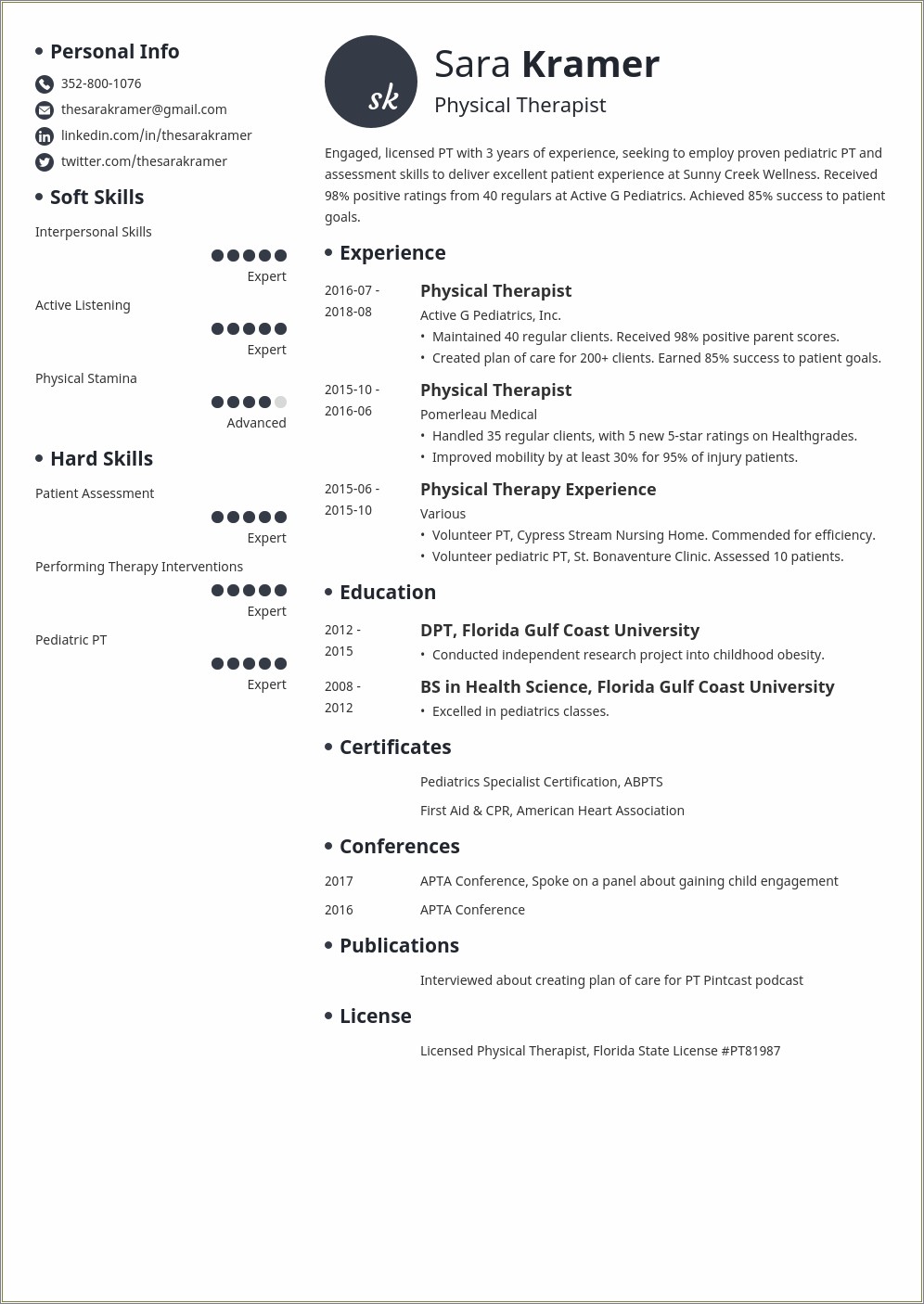 Physical Therapy School Resume Project Case Report