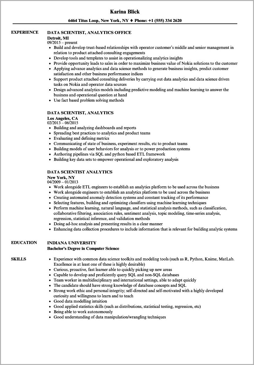 Phython Experience In Data Analyst Resume