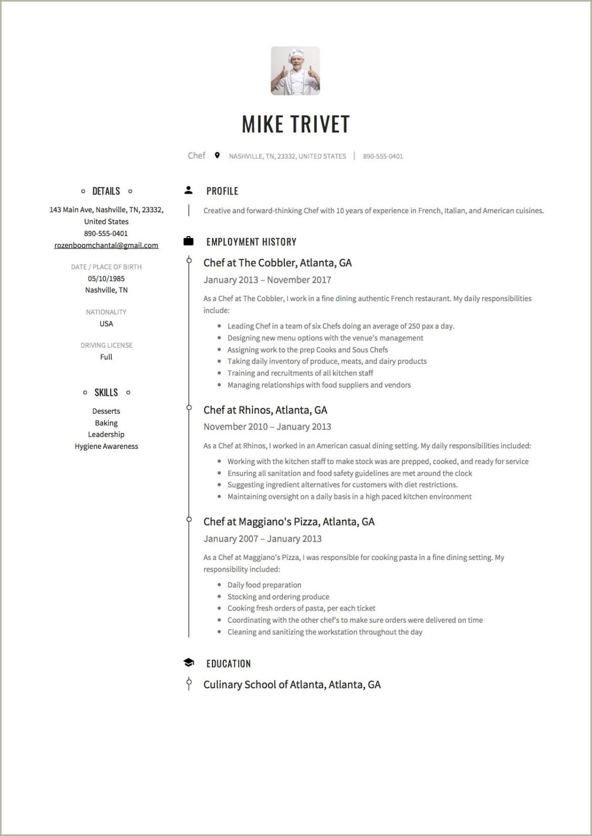 Pizza Cook Job Description For Resume