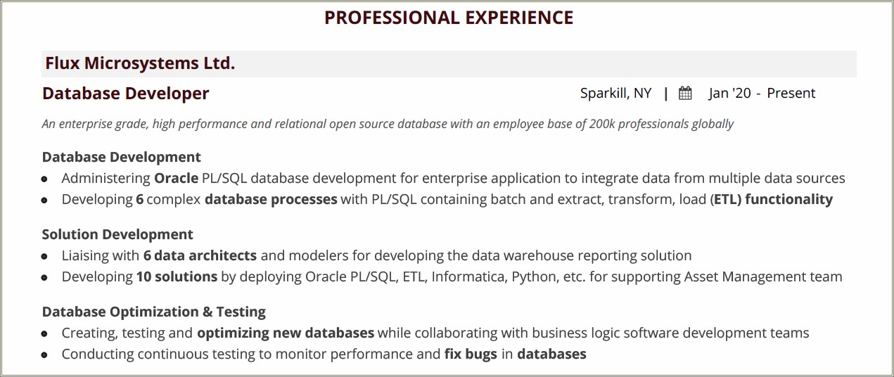 Pl Sql Developer Resume 9 Years Experience