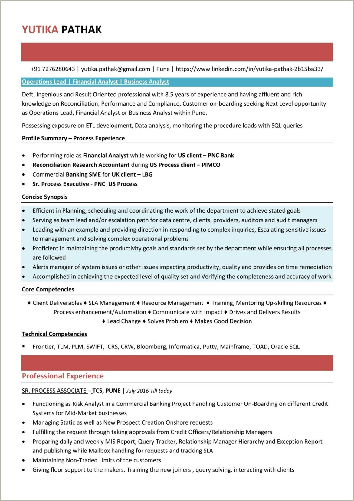 Pl Sql Sample Resume For Financial Sector